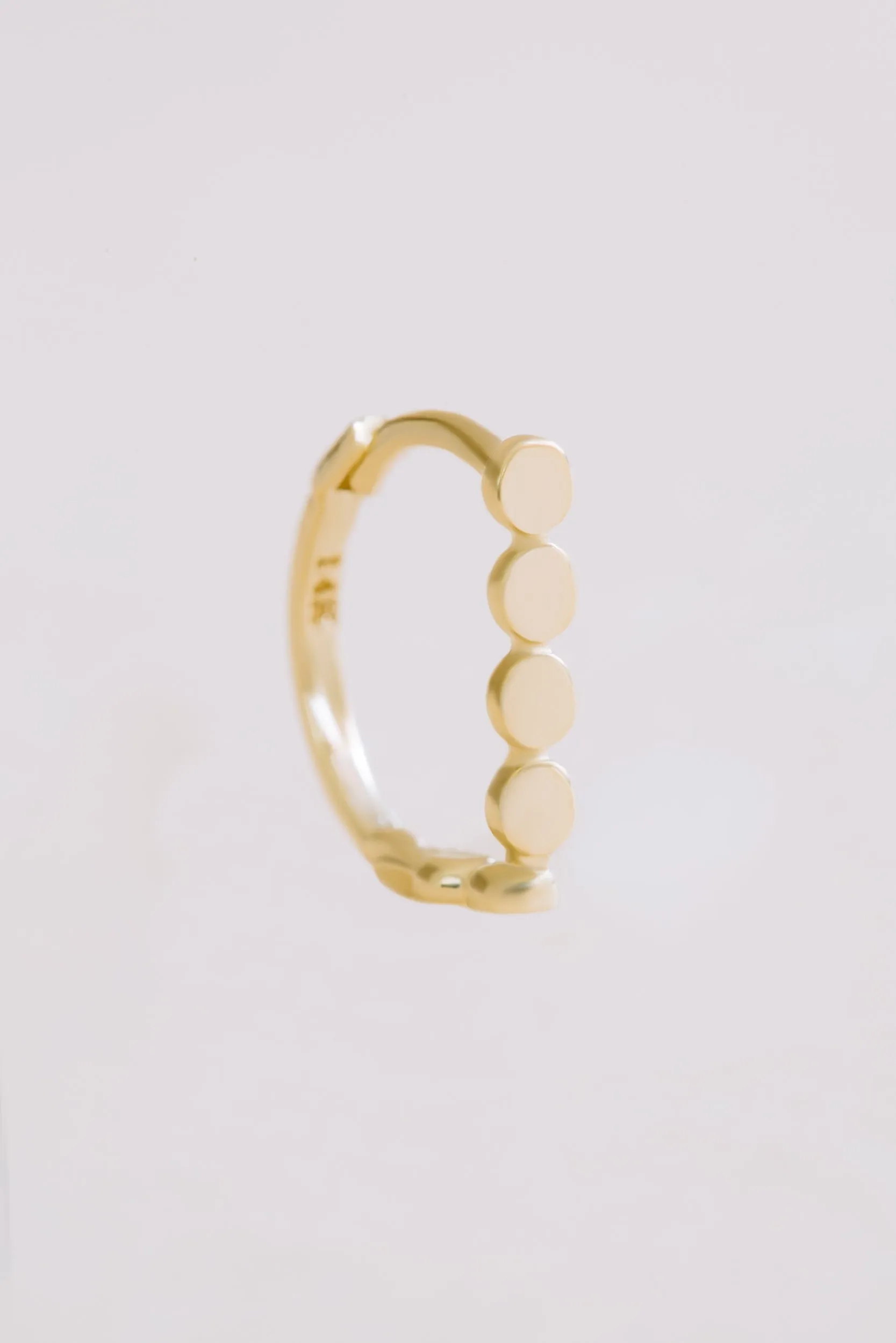 14K Solid Gold Jewelry Round Bar Earring Hoop Ring