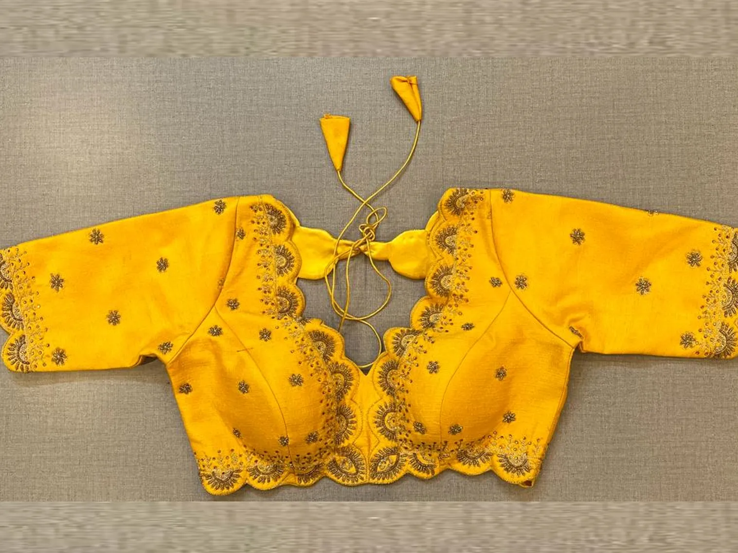 50W491-RO - Exquisite Yellow Embroidered Designer Blouse