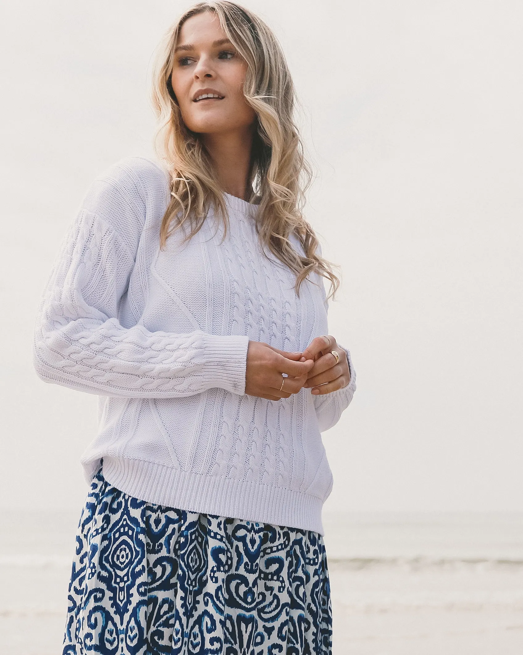 Aloft Cable Knit White