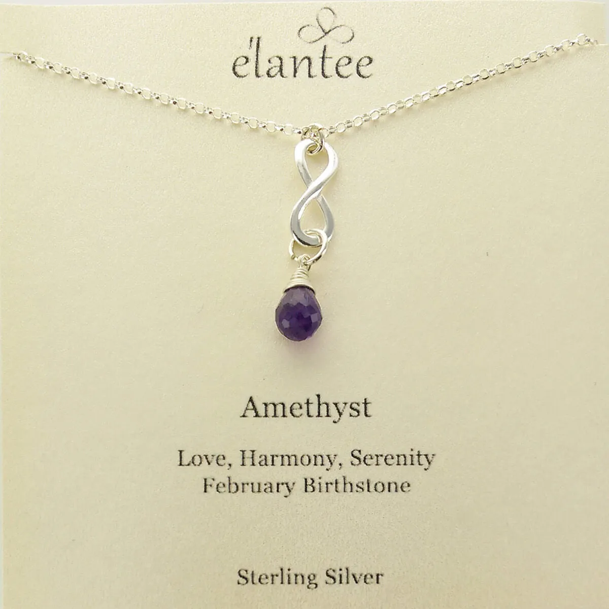 Amethyst February Birthstone Infinity Necklace