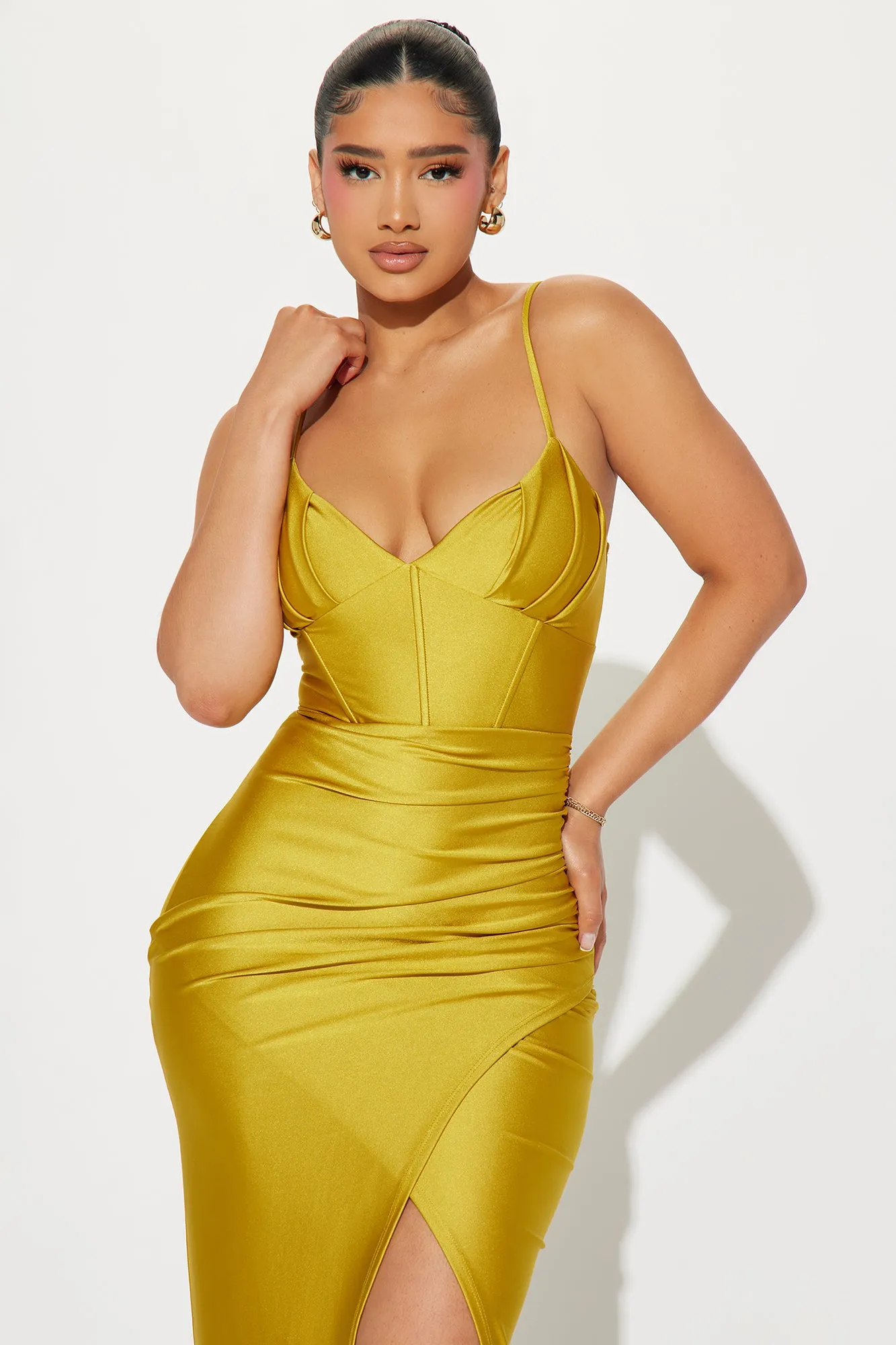 Arielle Corset Waist Gown - Chartreuse