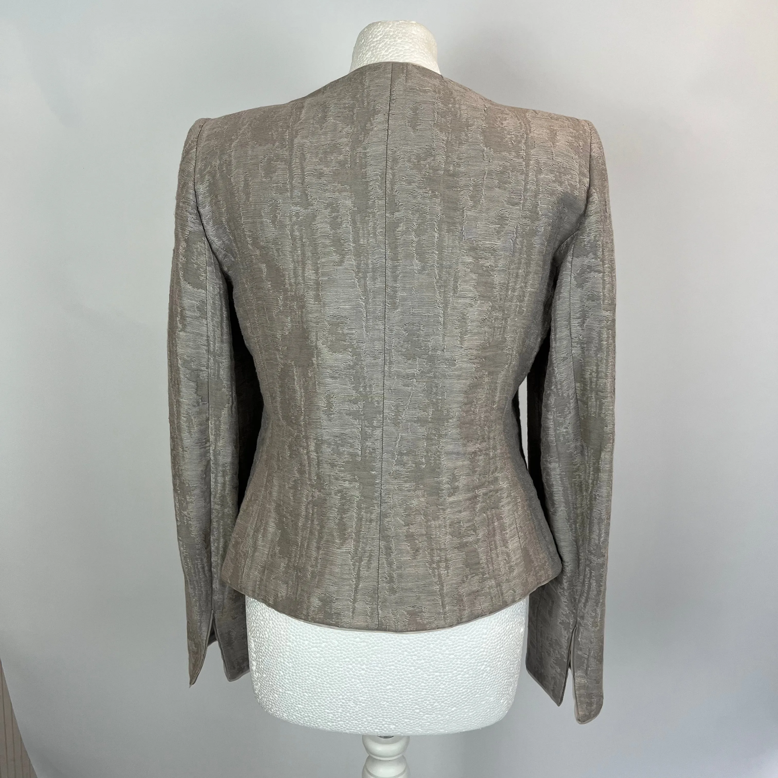 Armani Collezioni Pearl Grey Textured Linen Mix Jacket M