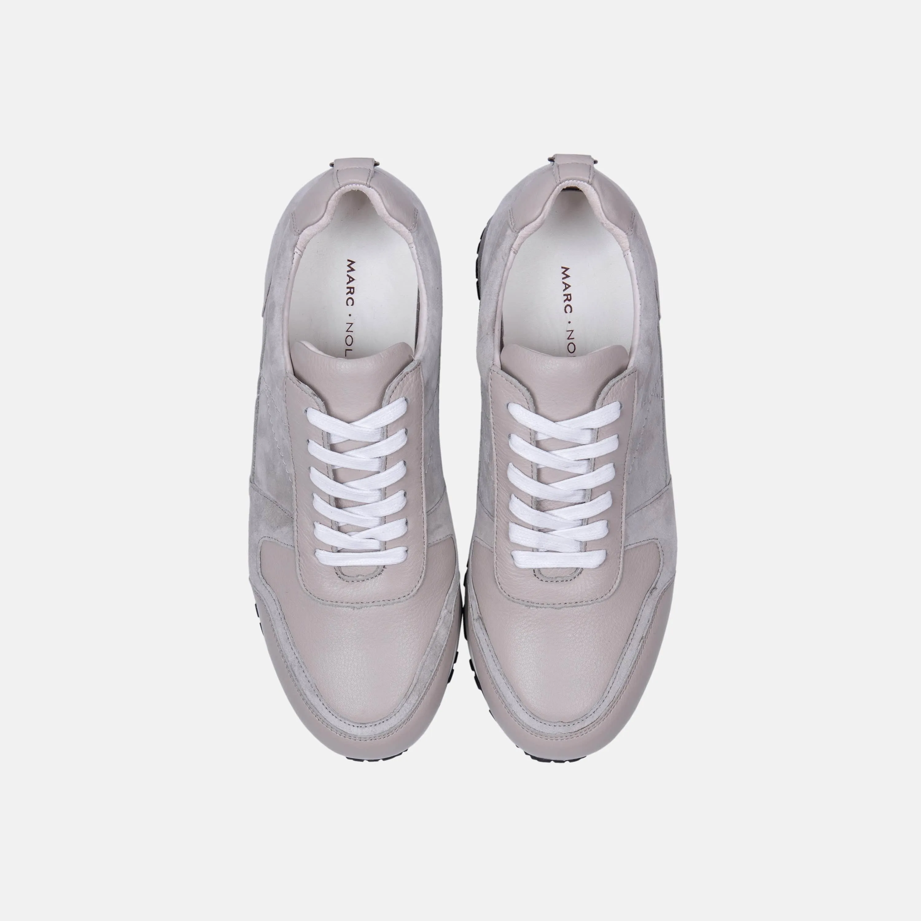 Ash Sandstone Grey Leather Trainers