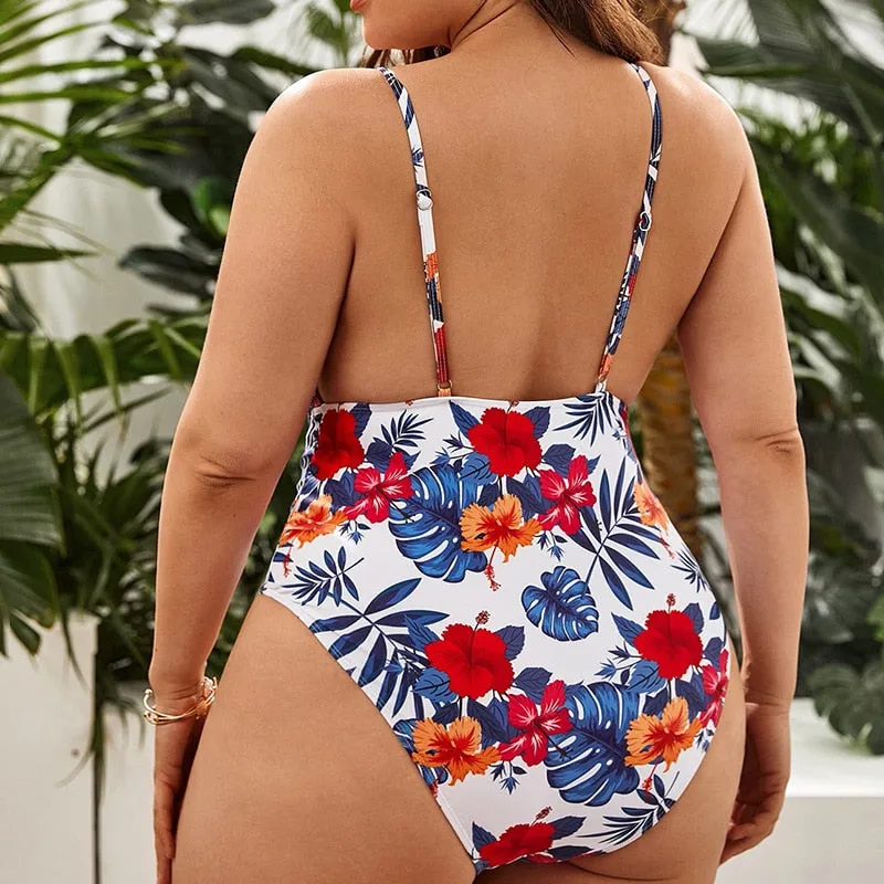 Bahamas Delight Ruffle One Piece Plus Size