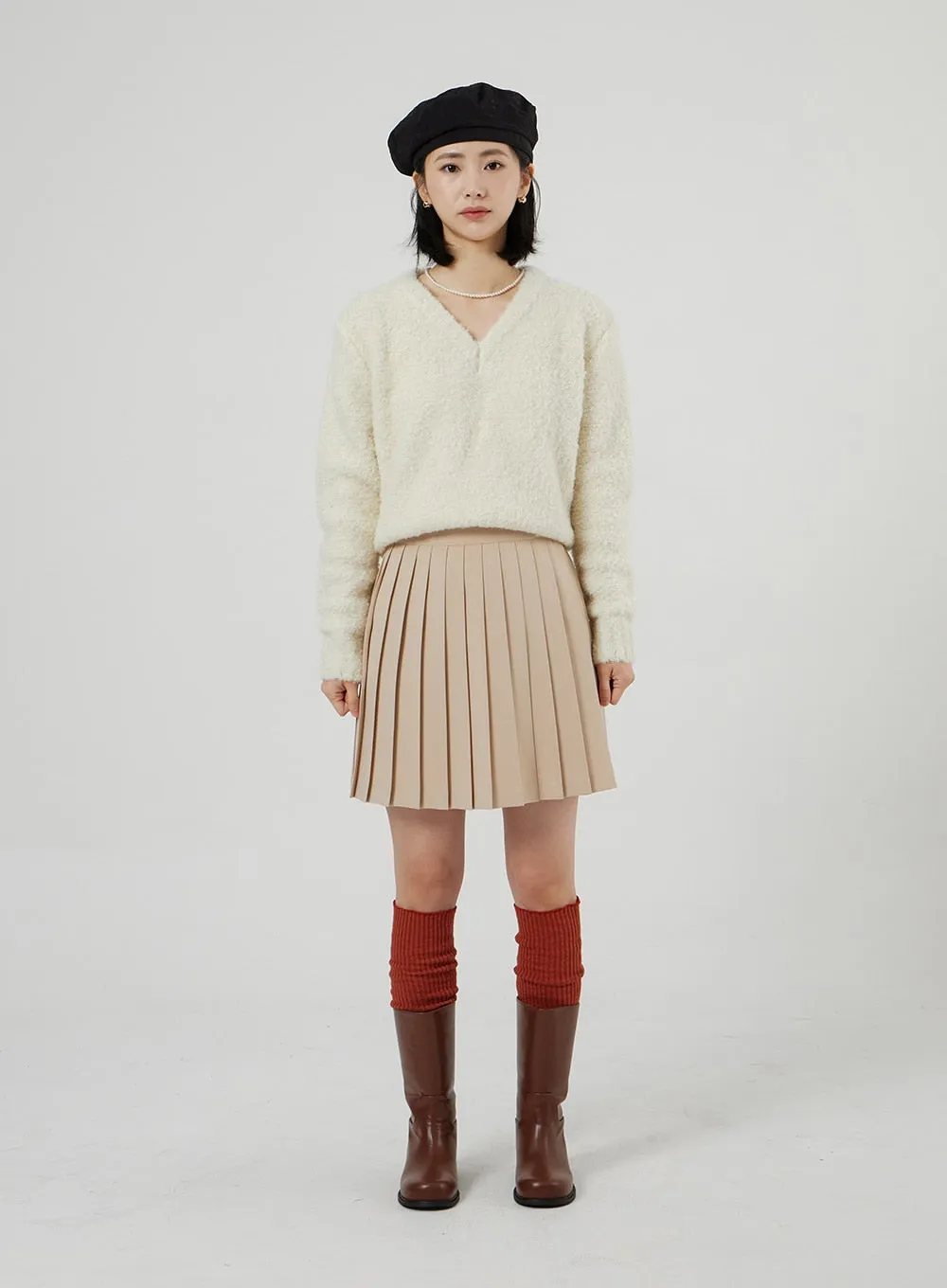 Basic Pleated Mini Skirt OF308