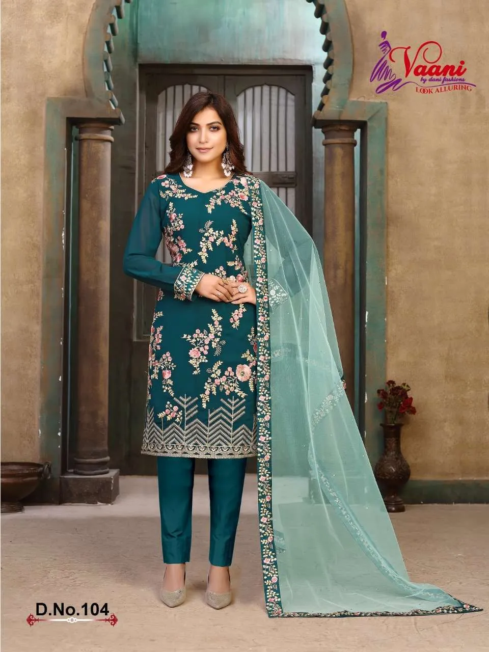 Beautiful Flower Embroidered Pakistani Suit