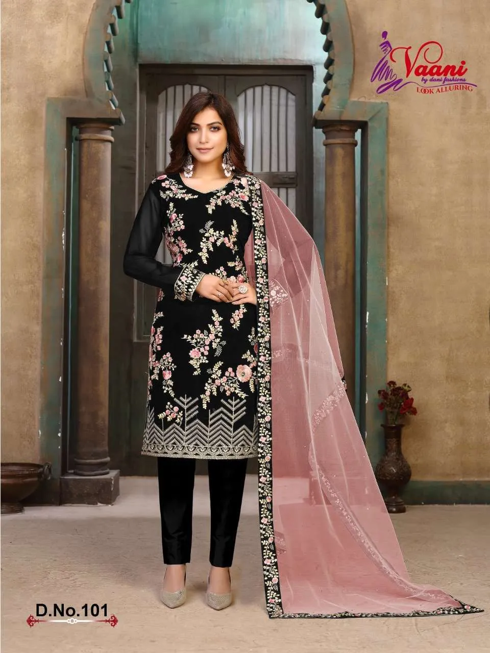 Beautiful Flower Embroidered Pakistani Suit