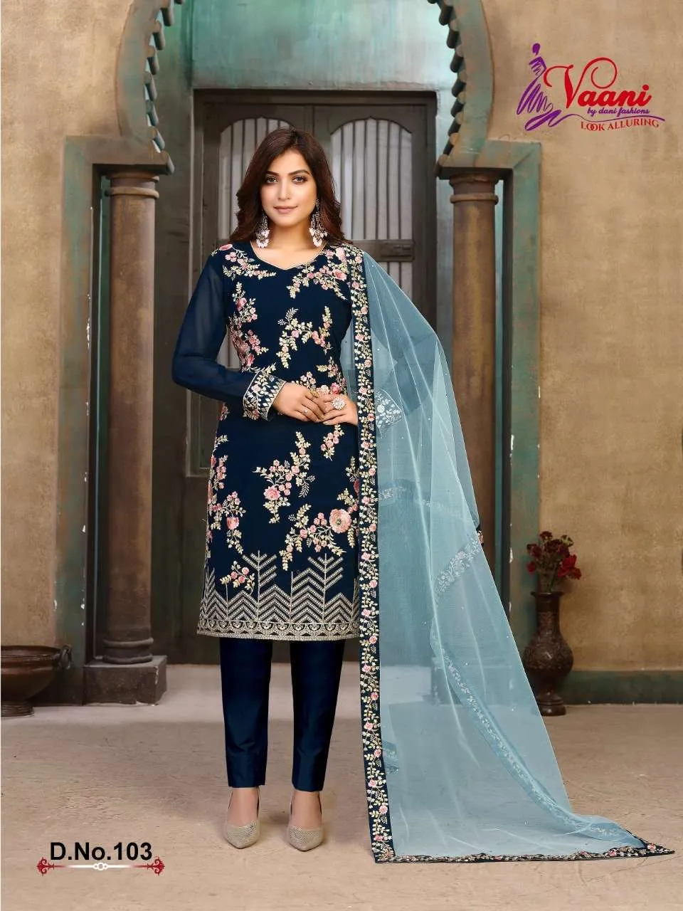 Beautiful Flower Embroidered Pakistani Suit