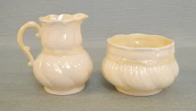 Belleek Ribbon and Bow Cream and Sugar Set