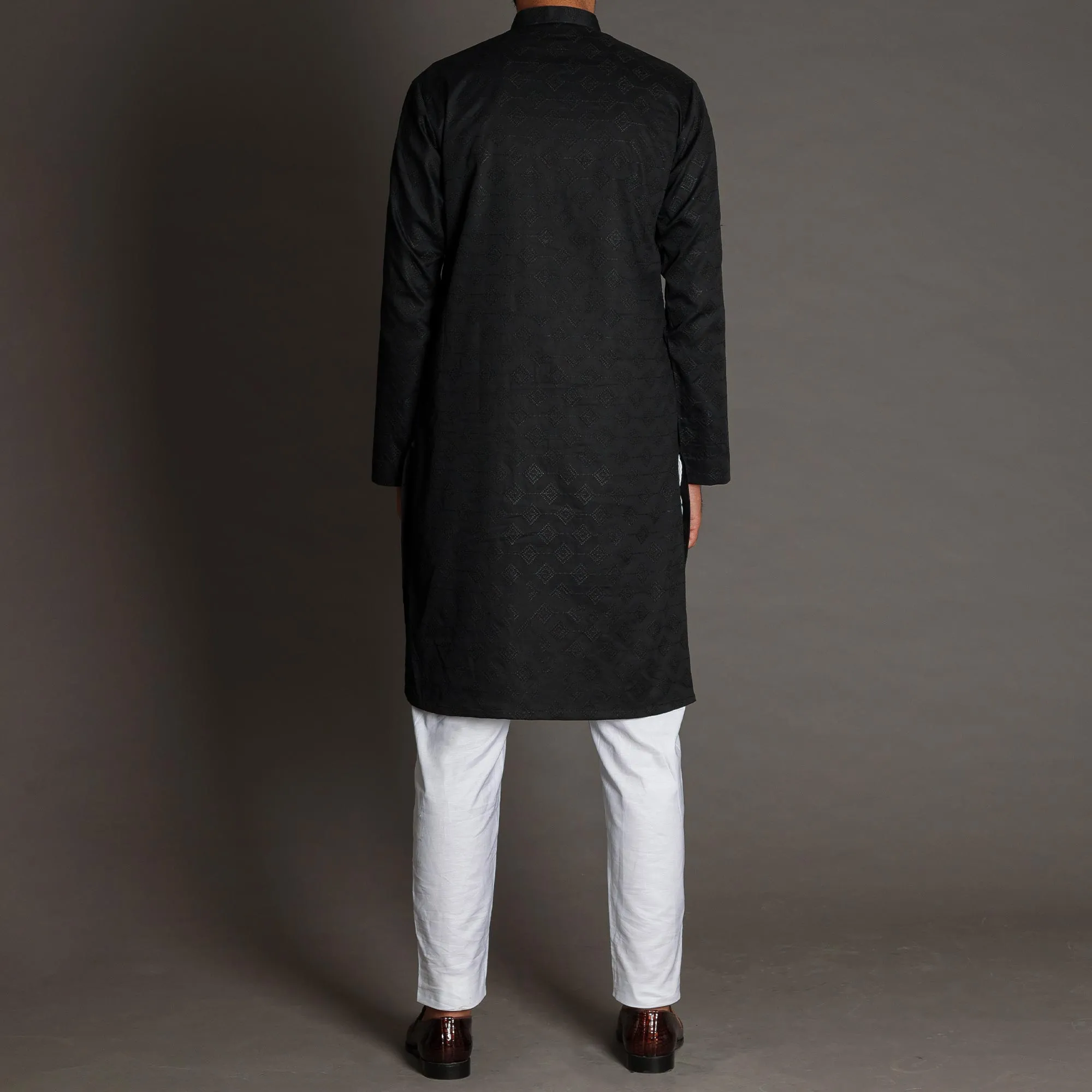 Black Embroidered Royal Kurta