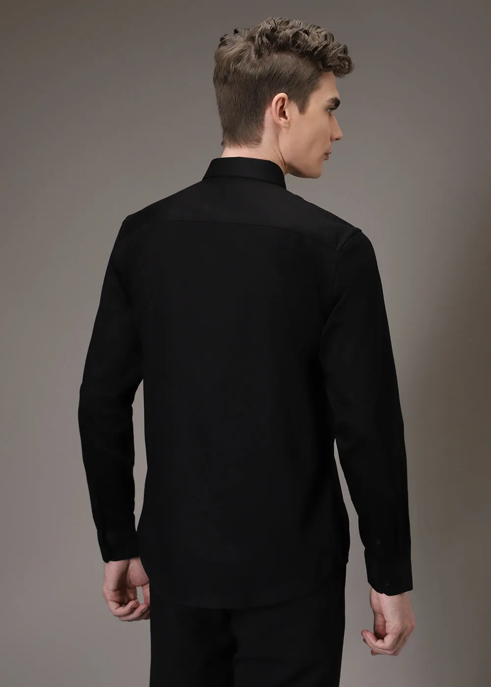 Black Pleated Designer Shirt