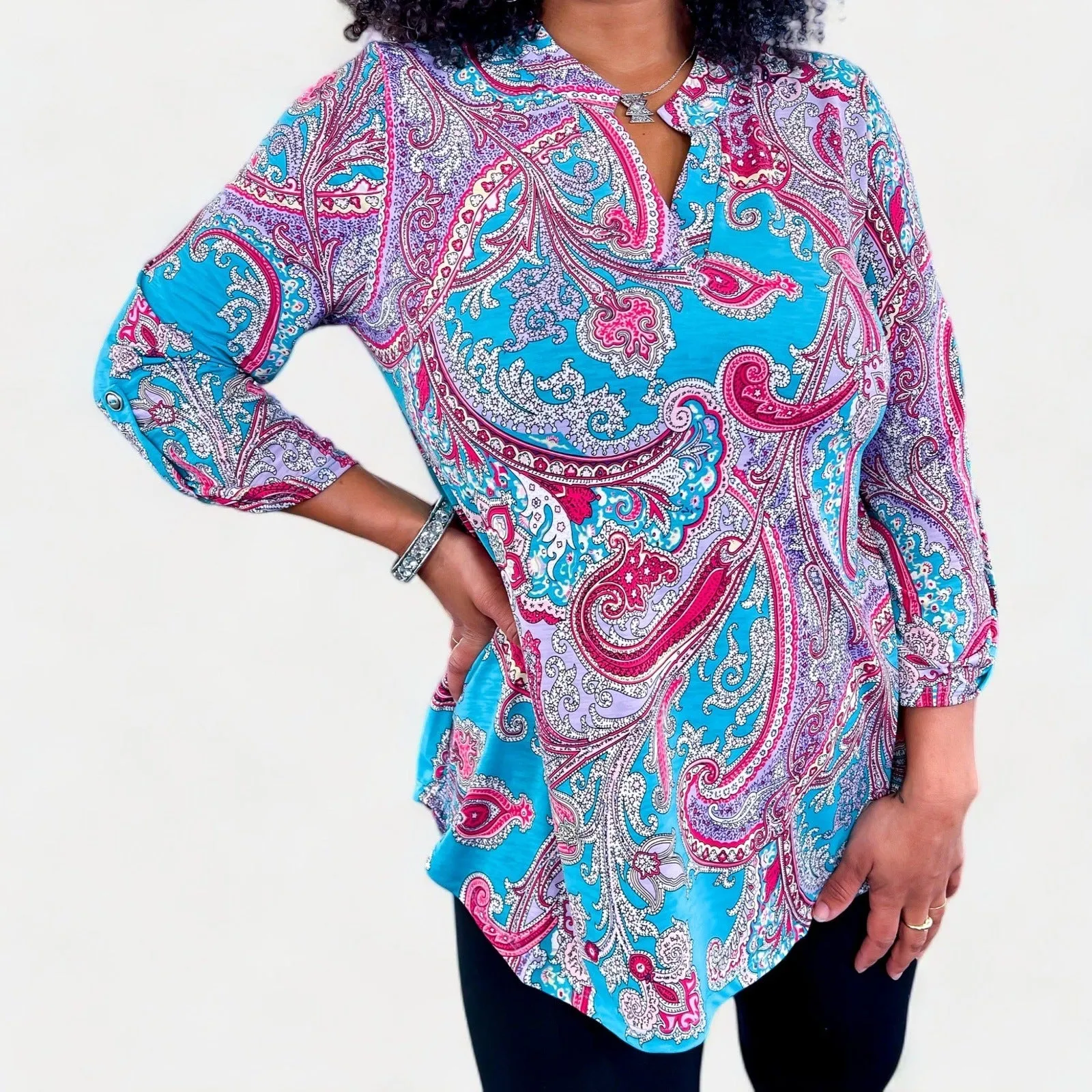 Blue Multi Paisley Lizzy Top [NO RETURNS]