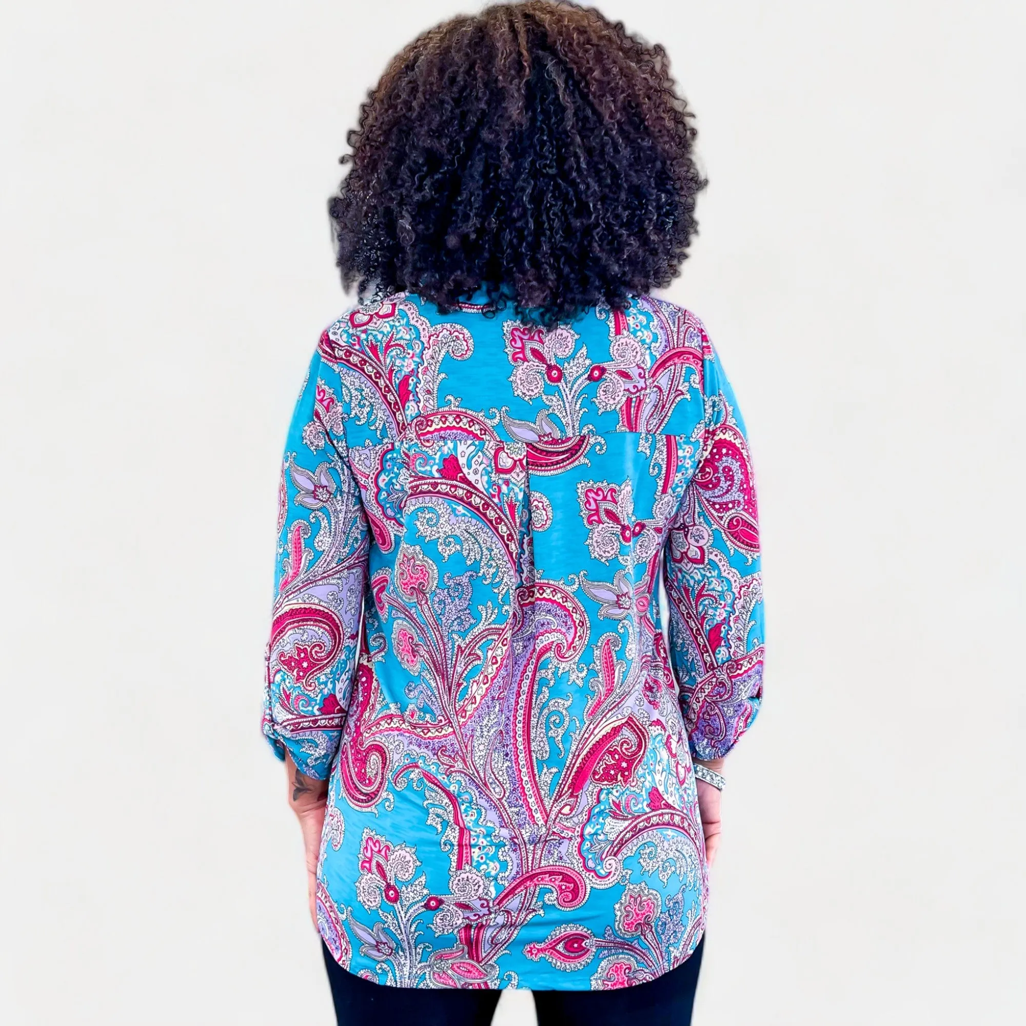 Blue Multi Paisley Lizzy Top [NO RETURNS]