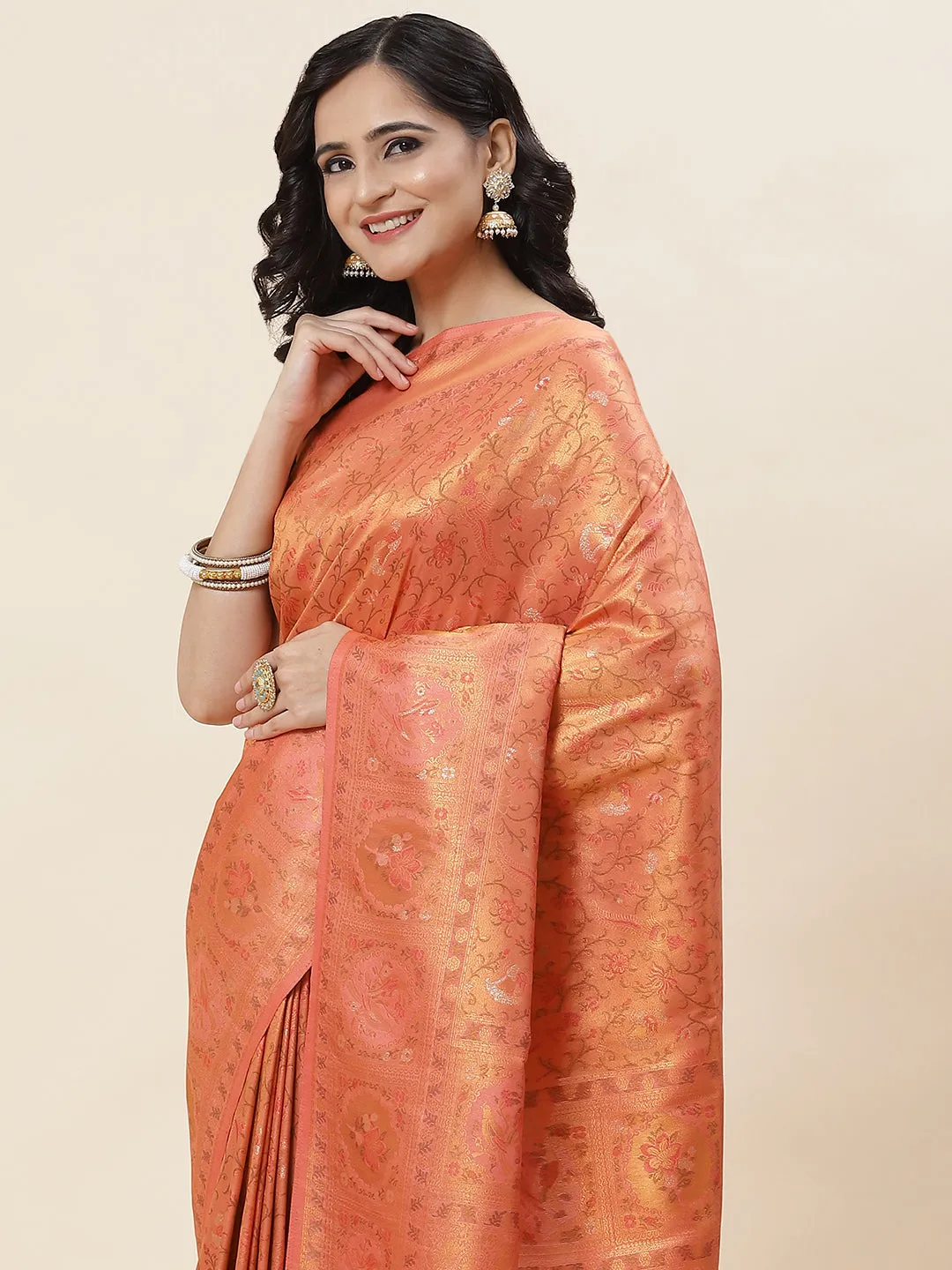 Brocade Zari Jaal Woven Handloom Saree