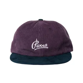 By Parra Painters Script Corduroy 6 Panel Hat Purple 50545