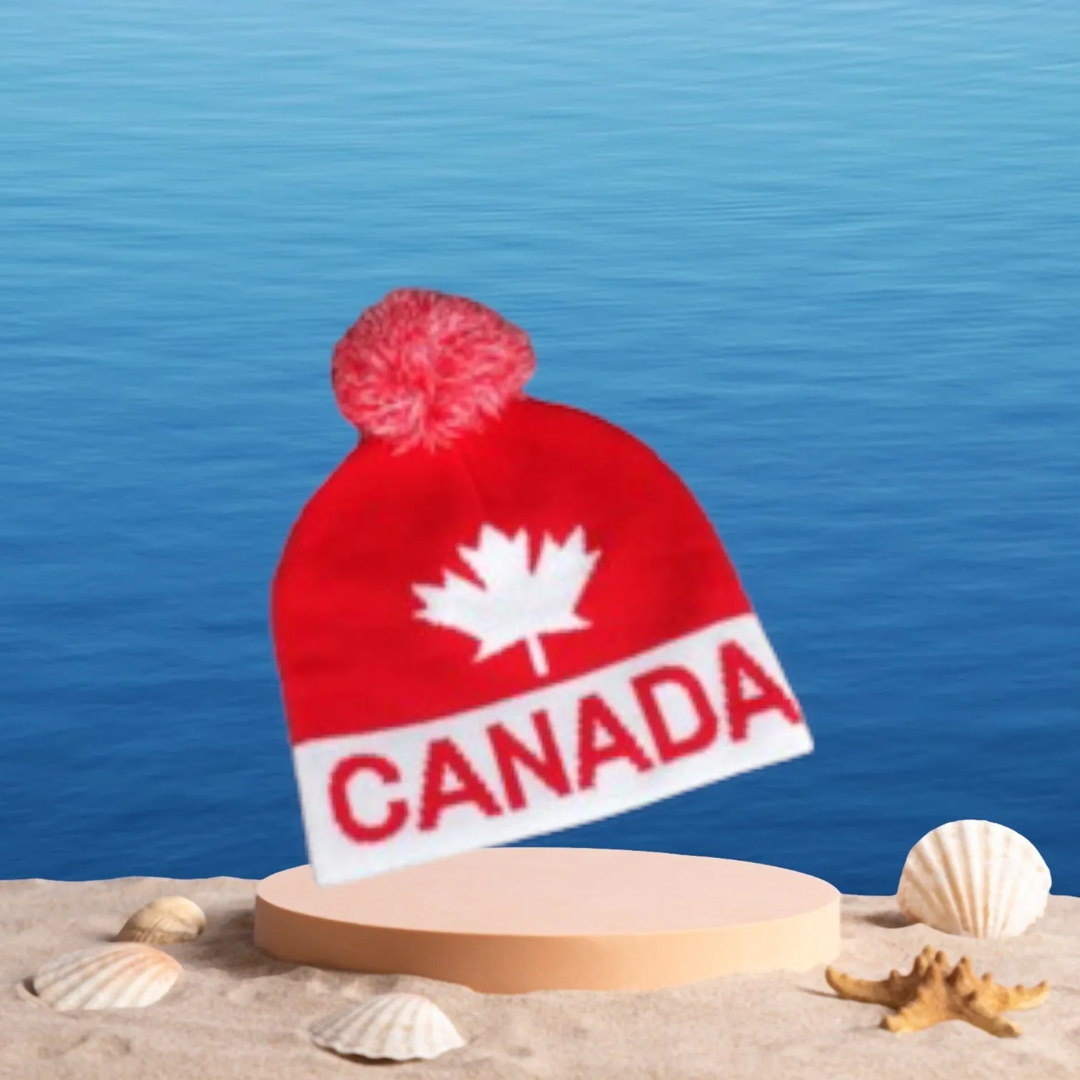 CANADA MAPLE LEAF RED WHITE  BEANIE.