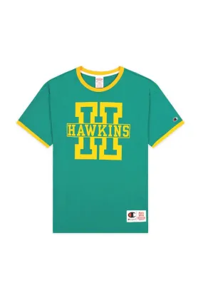 CHAMPION x STRANGER THINGS T-Shirt Hawkins Verde Giallo 217756