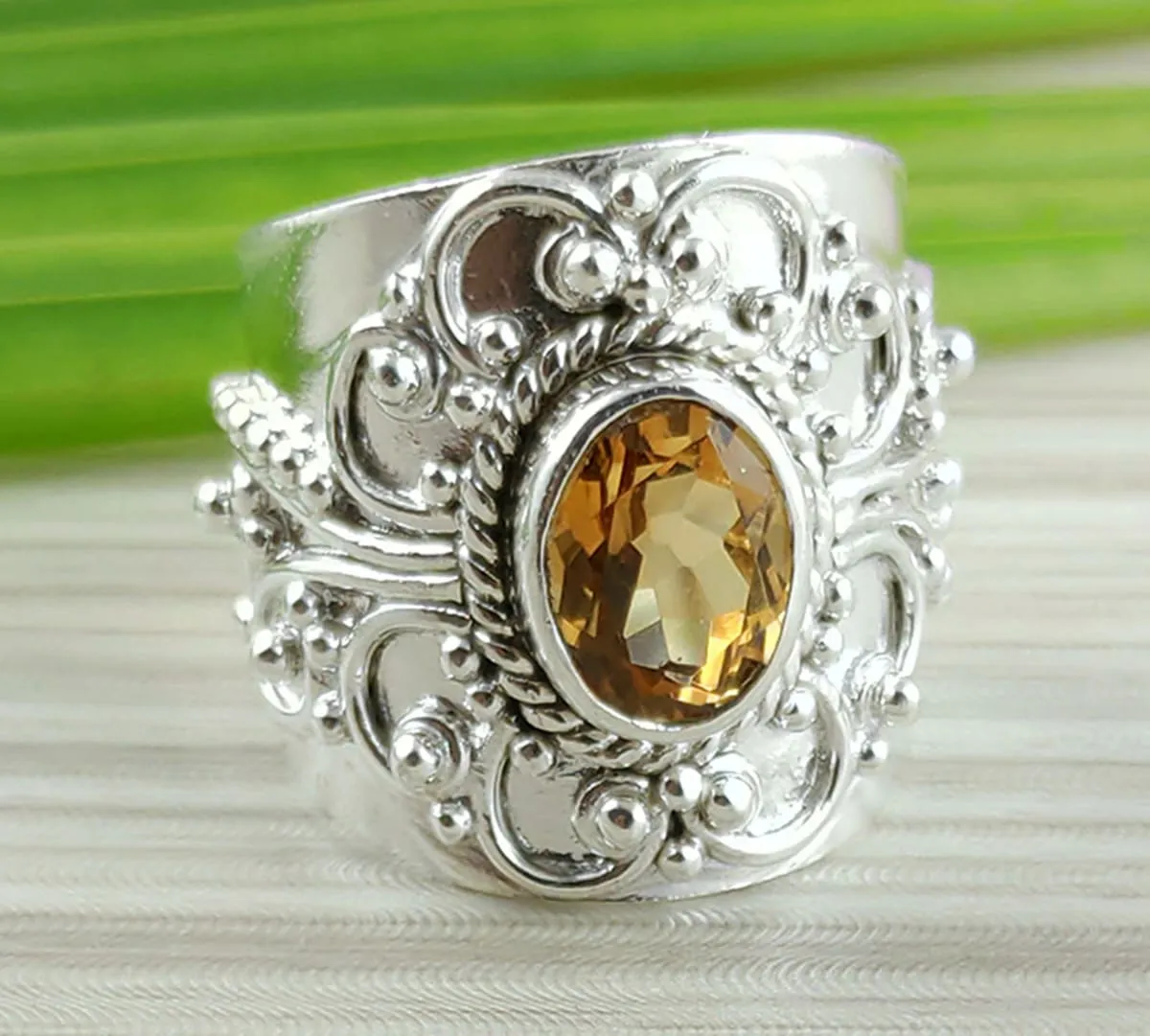 Citrine Oval 925 Solid Sterling Silver Handmade Ring Size 4 to 13 US