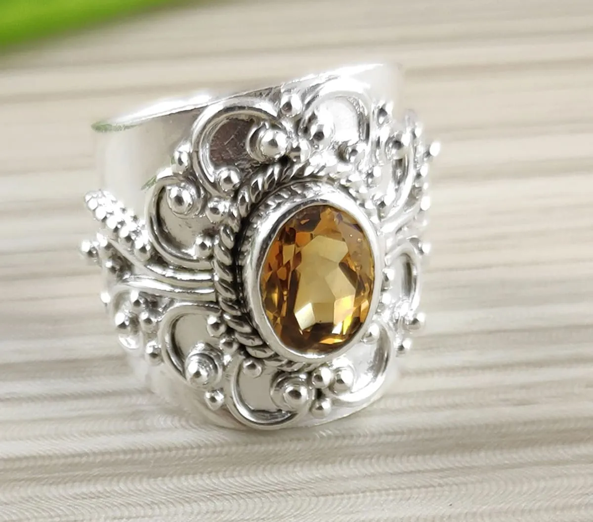 Citrine Oval 925 Solid Sterling Silver Handmade Ring Size 4 to 13 US