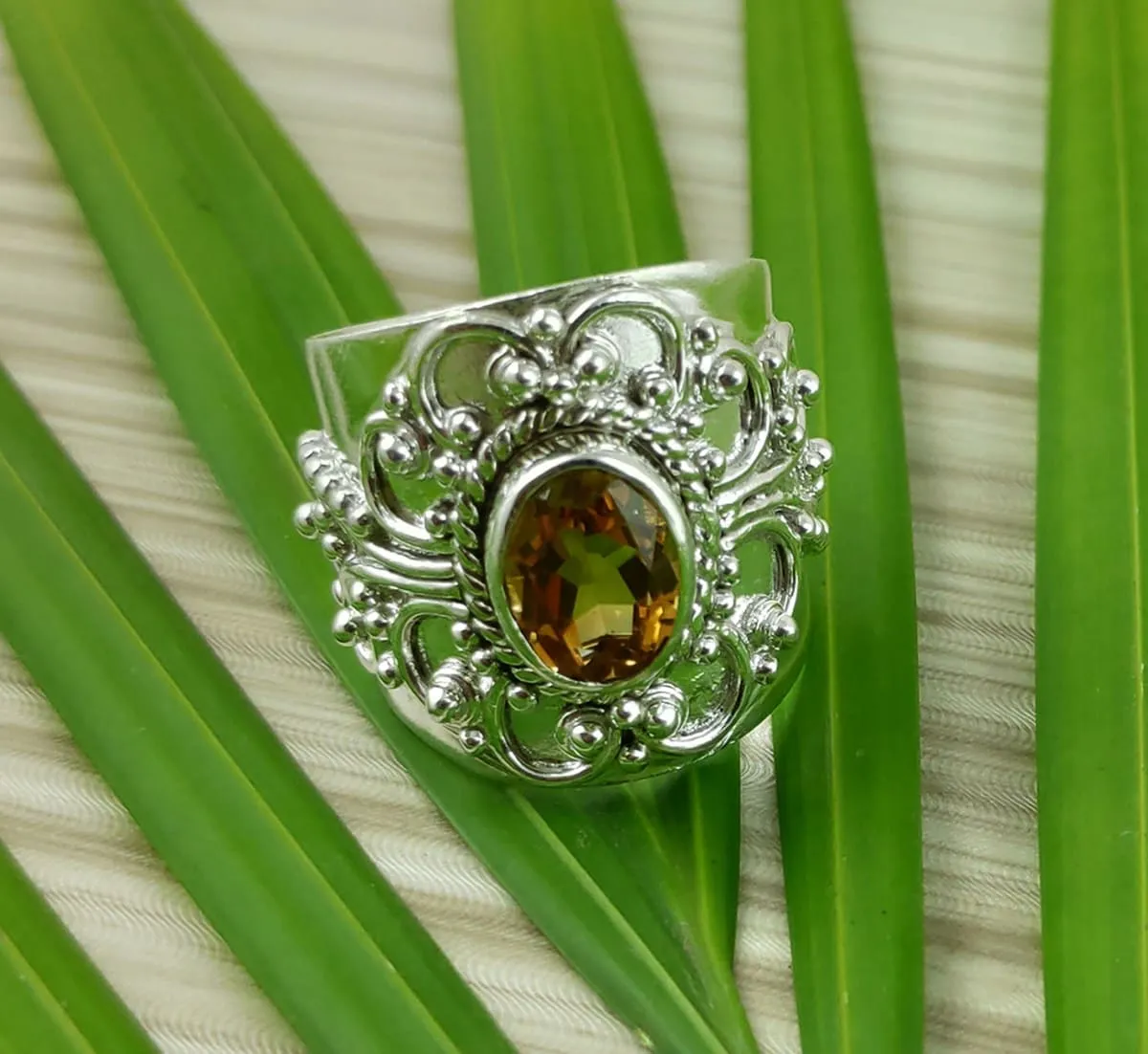 Citrine Oval 925 Solid Sterling Silver Handmade Ring Size 4 to 13 US