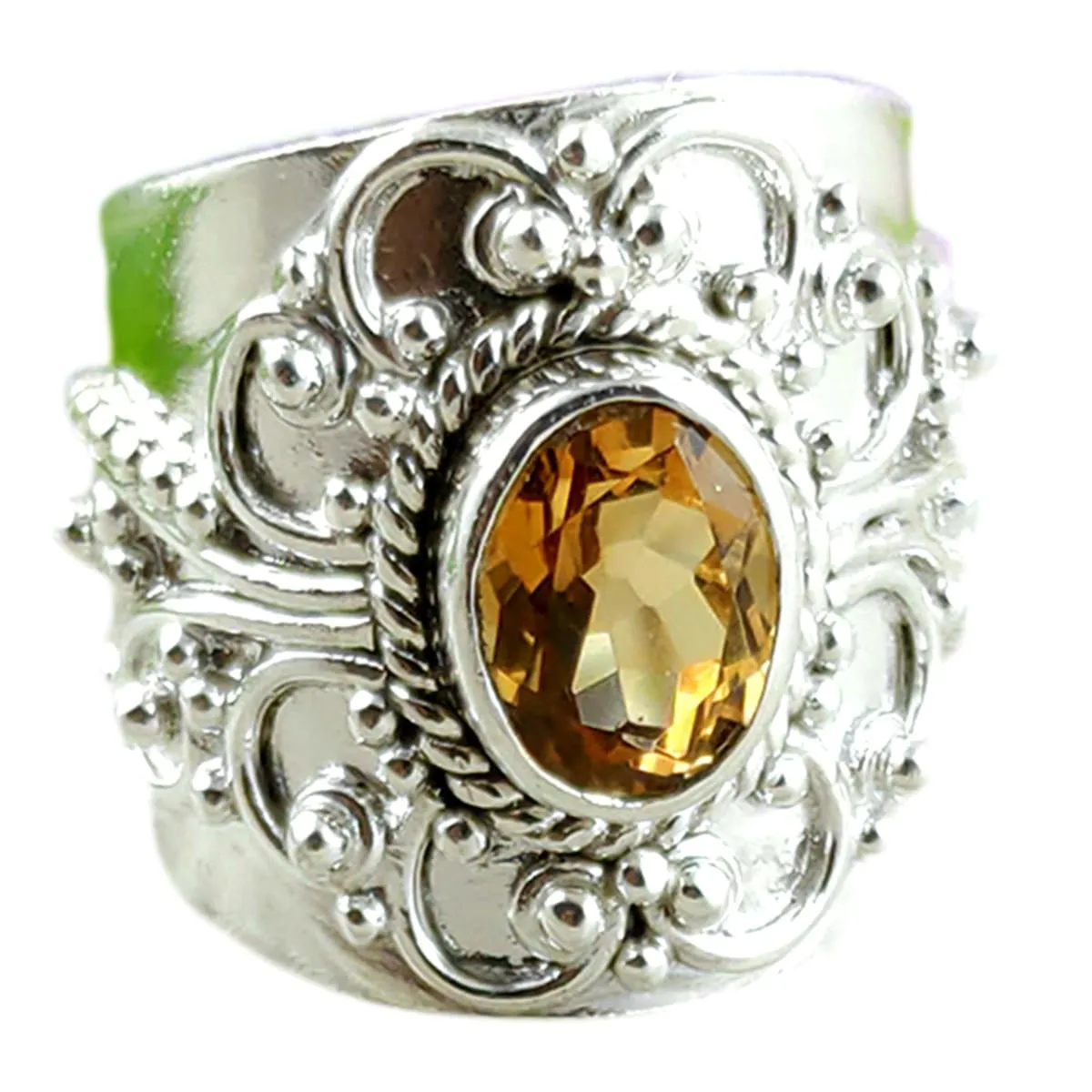 Citrine Oval 925 Solid Sterling Silver Handmade Ring Size 4 to 13 US