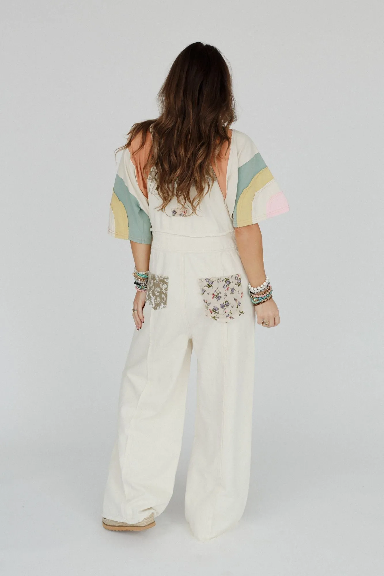 City Garden Floral Overalls - Almond