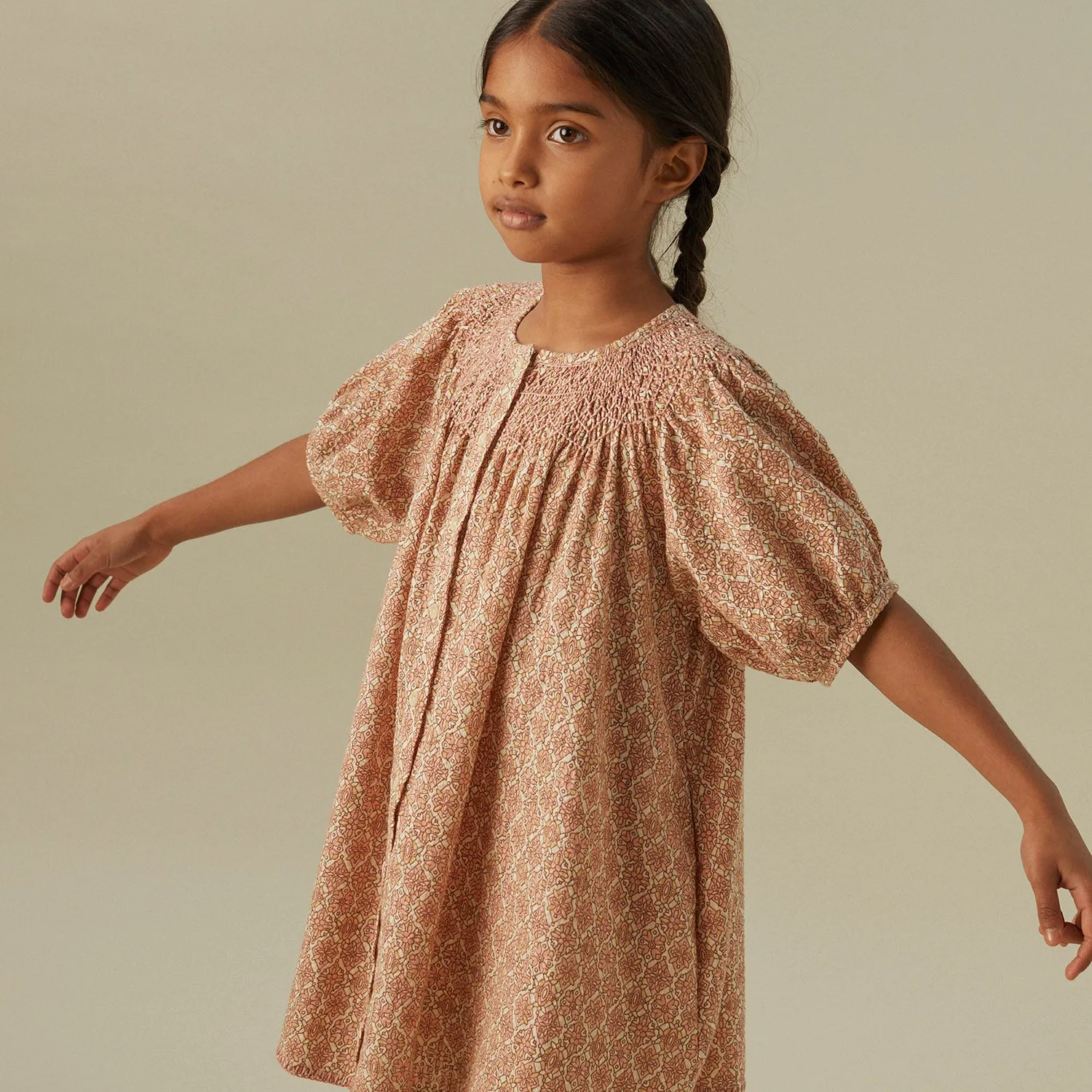 Cotton Carina Smock Dress - Golden Grove