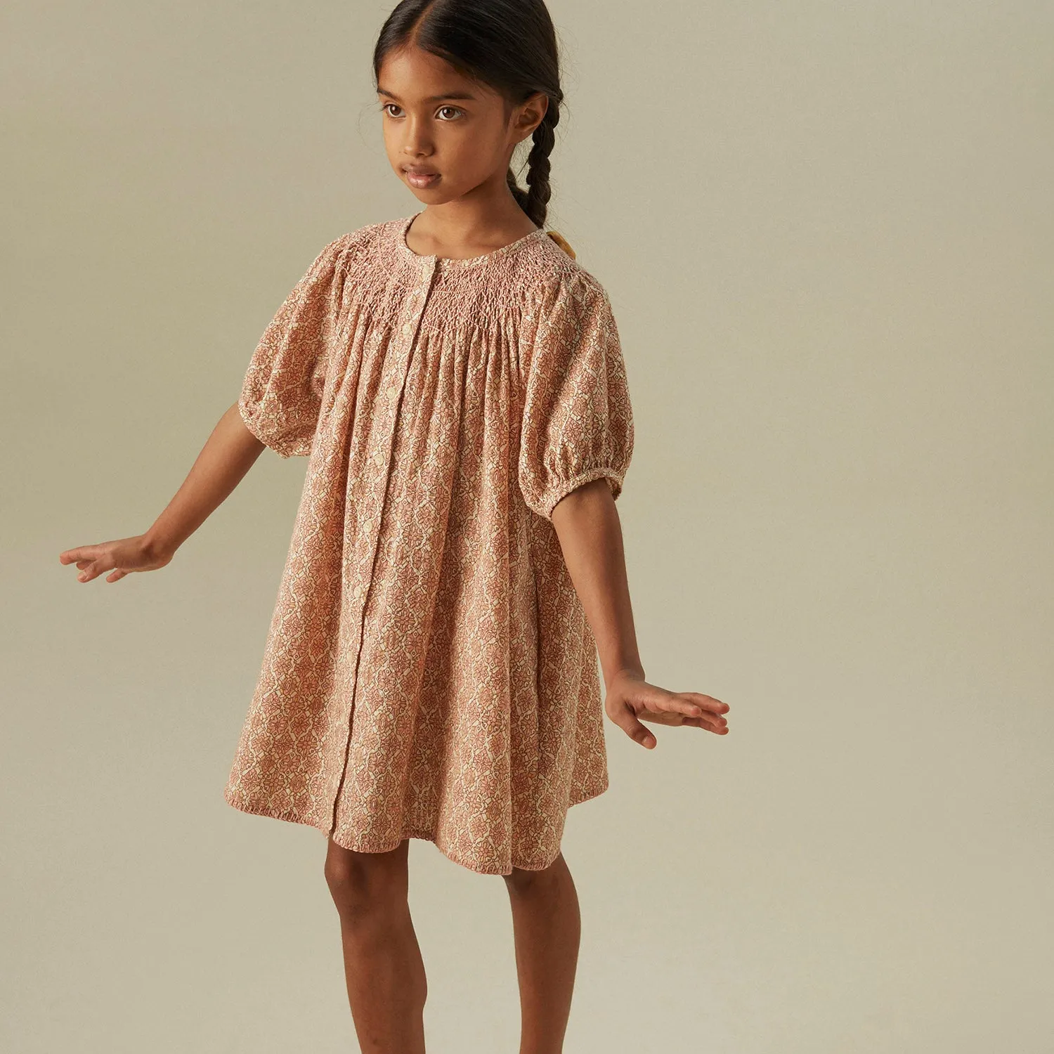 Cotton Carina Smock Dress - Golden Grove