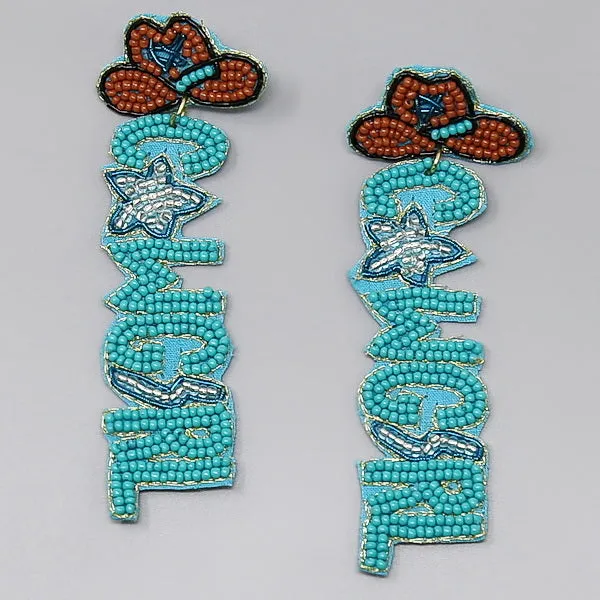 COWGIRL Western Theme Seed Beaded Earrings