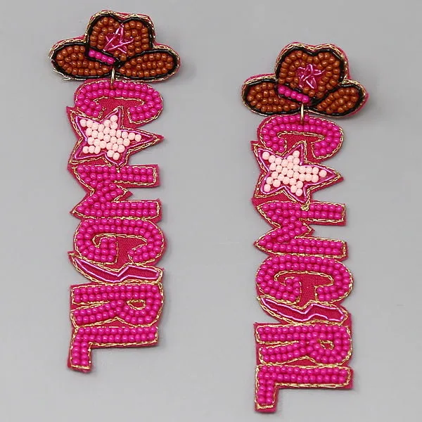 COWGIRL Western Theme Seed Beaded Earrings