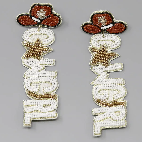 COWGIRL Western Theme Seed Beaded Earrings