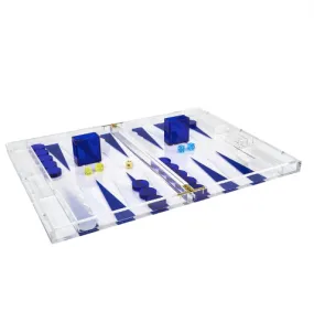 Deluxe Lucite Backgammon Acrylic - Blue & White