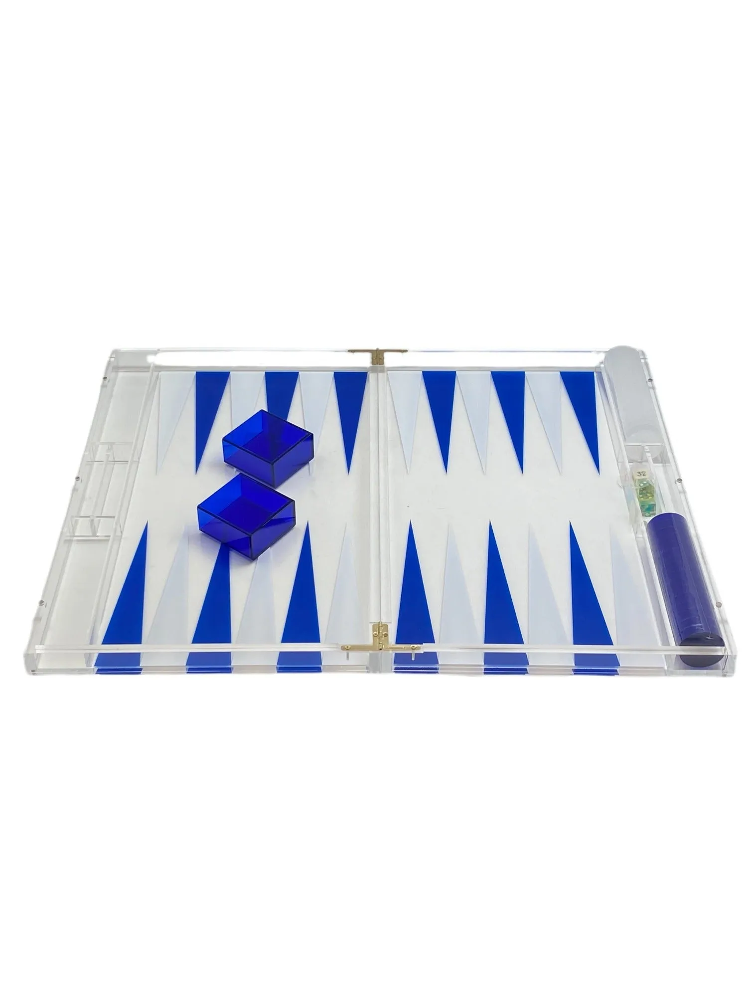 Deluxe Lucite Backgammon Acrylic - Blue & White