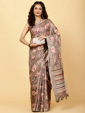 Digital Floral Printed Handloom Saree