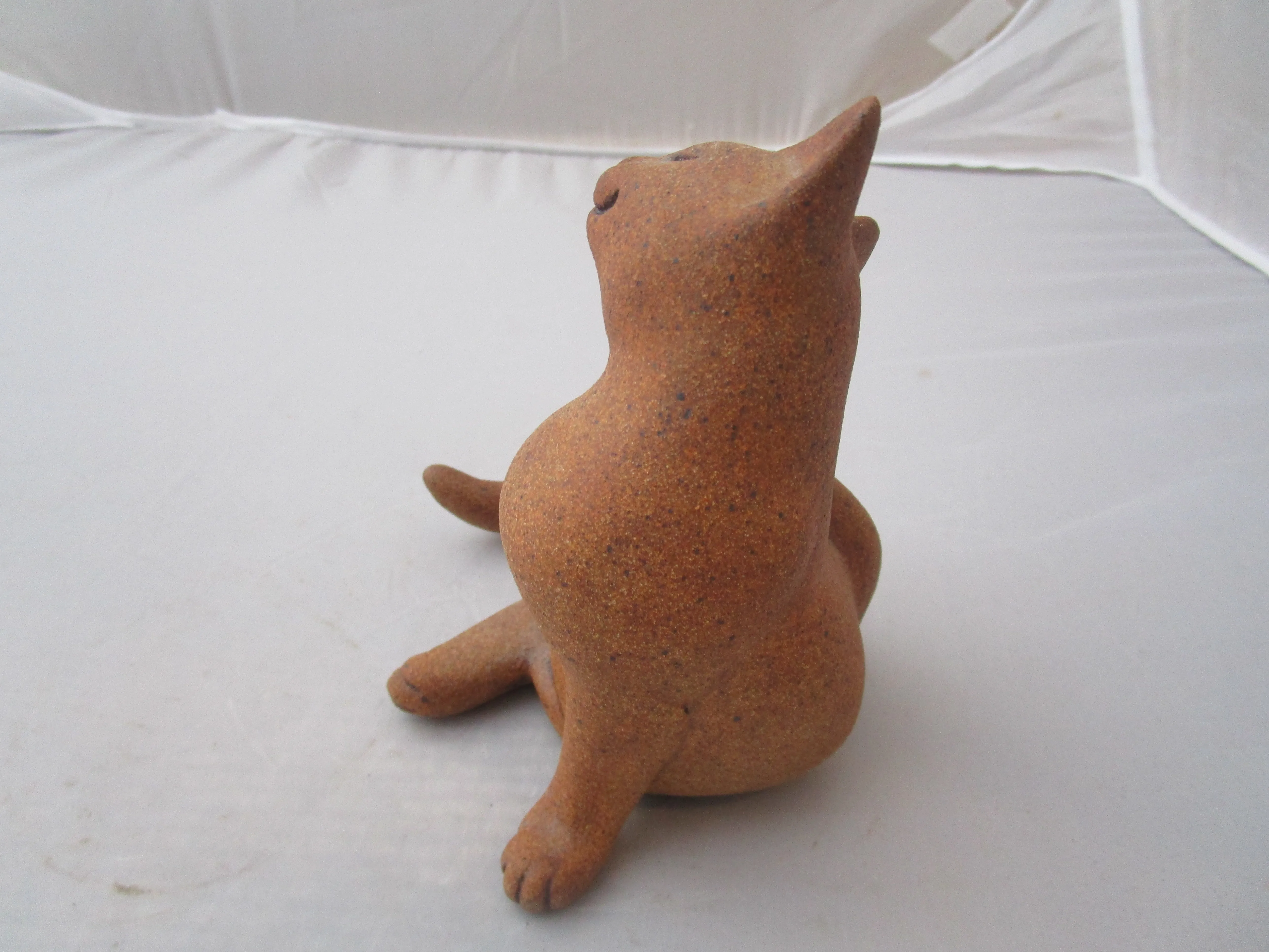 Early Suzie Marsh Pottery Scratching Cat Sculpture Vintage c1990