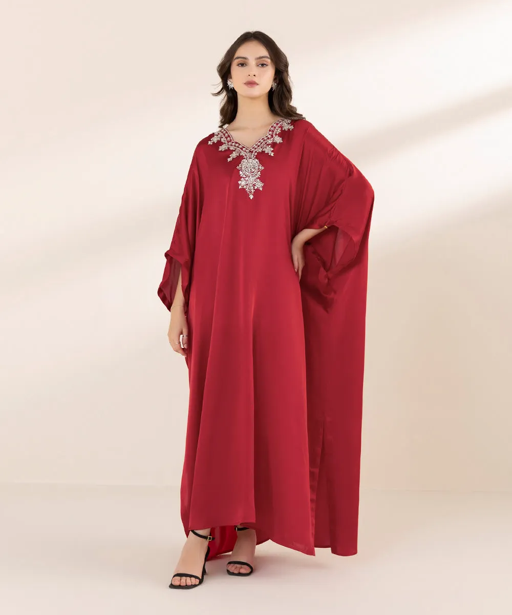 Embellished Silk Kaftan