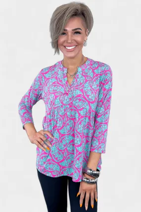 Emerald & Pink Paisley Lizzy Empire Top [NO RETURNS]