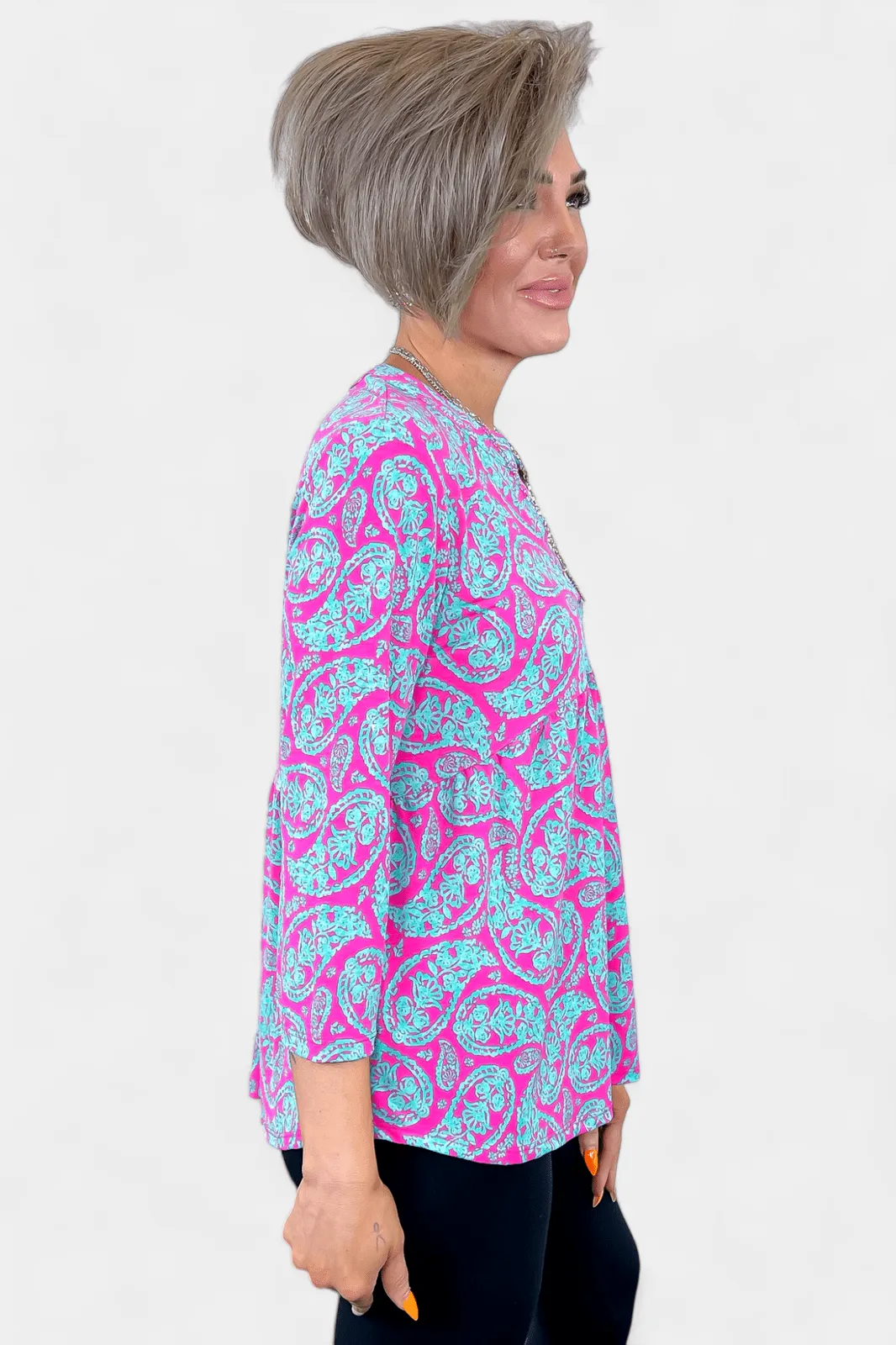 Emerald & Pink Paisley Lizzy Empire Top [NO RETURNS]