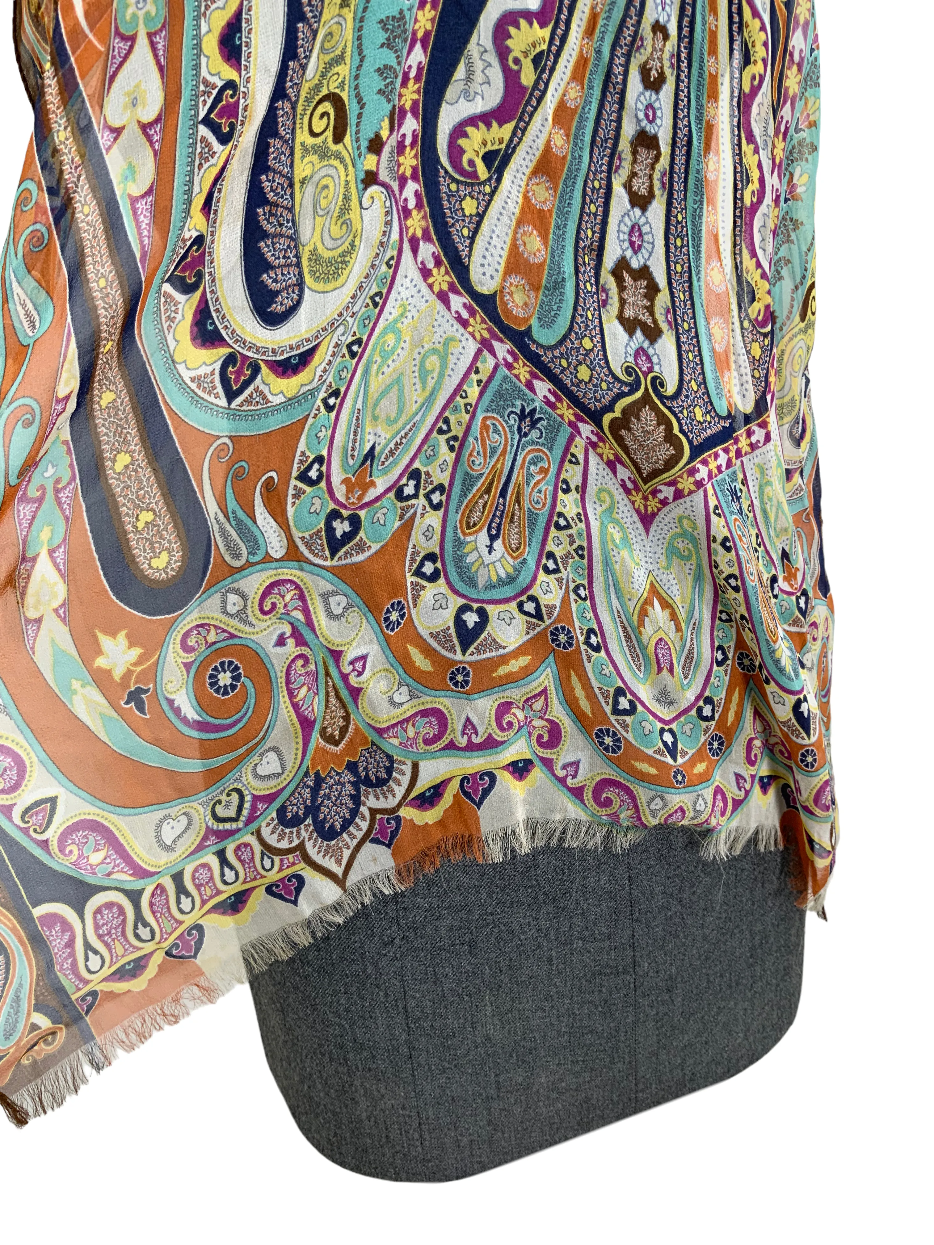 ETRO Paisley Printed Fringe Oblong Scarf