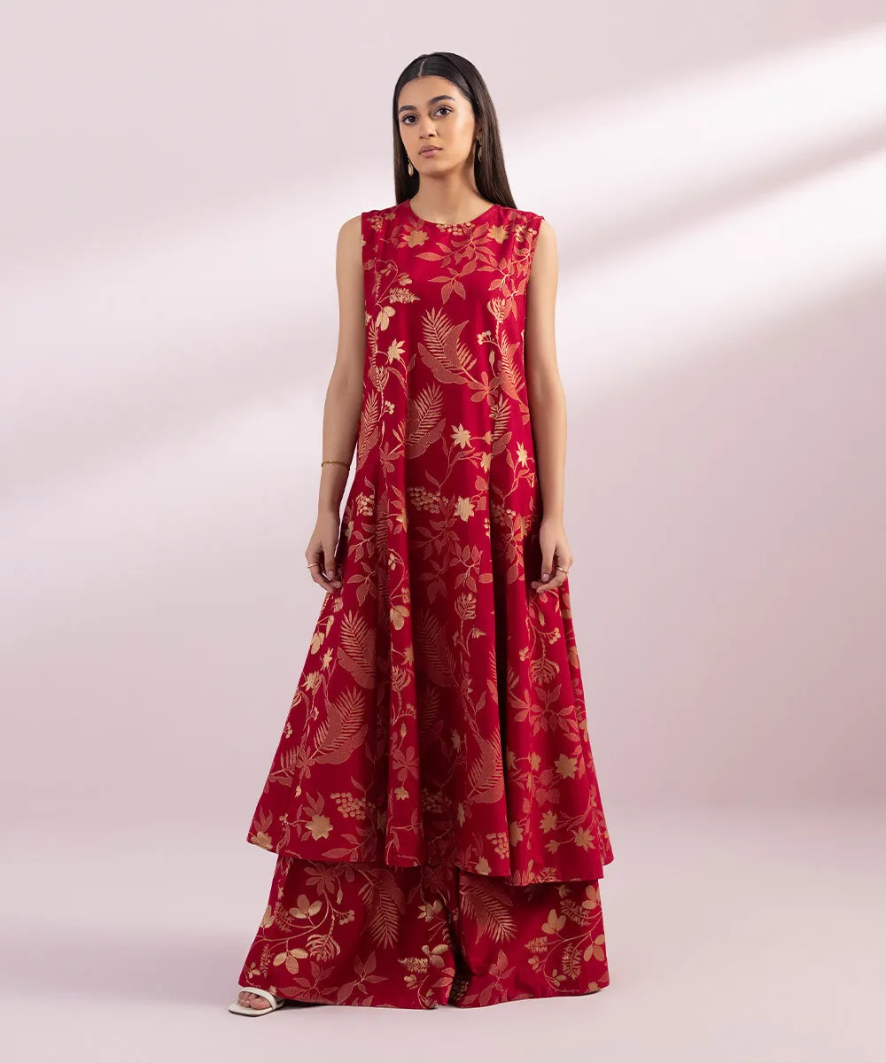 Flared Jacquard Pishwas