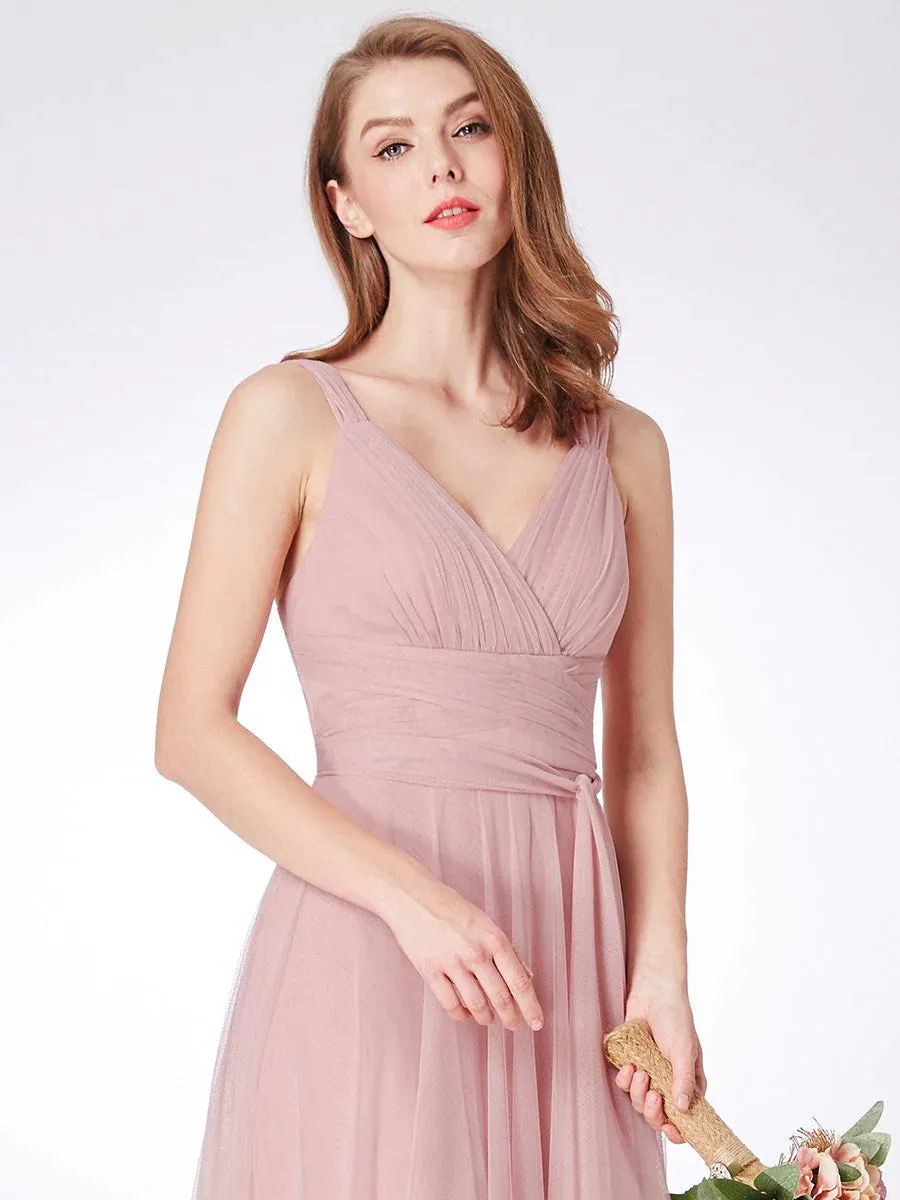 Flowy Tulle Pleated Bridesmaid Dress