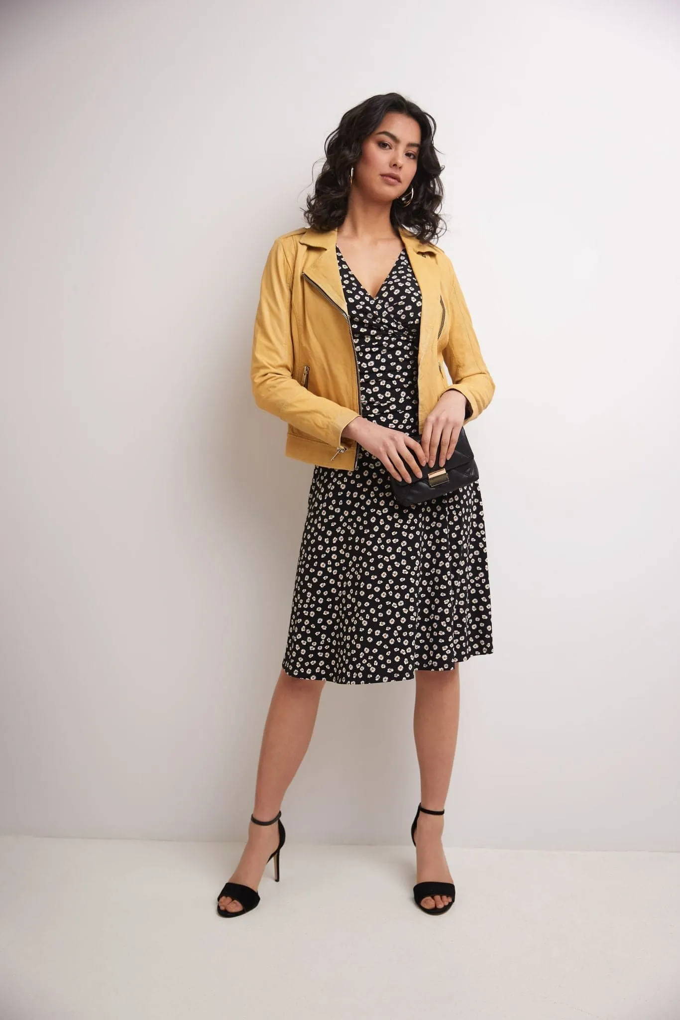 Form-fitting 3/4 Sleeve Dress with Ruching