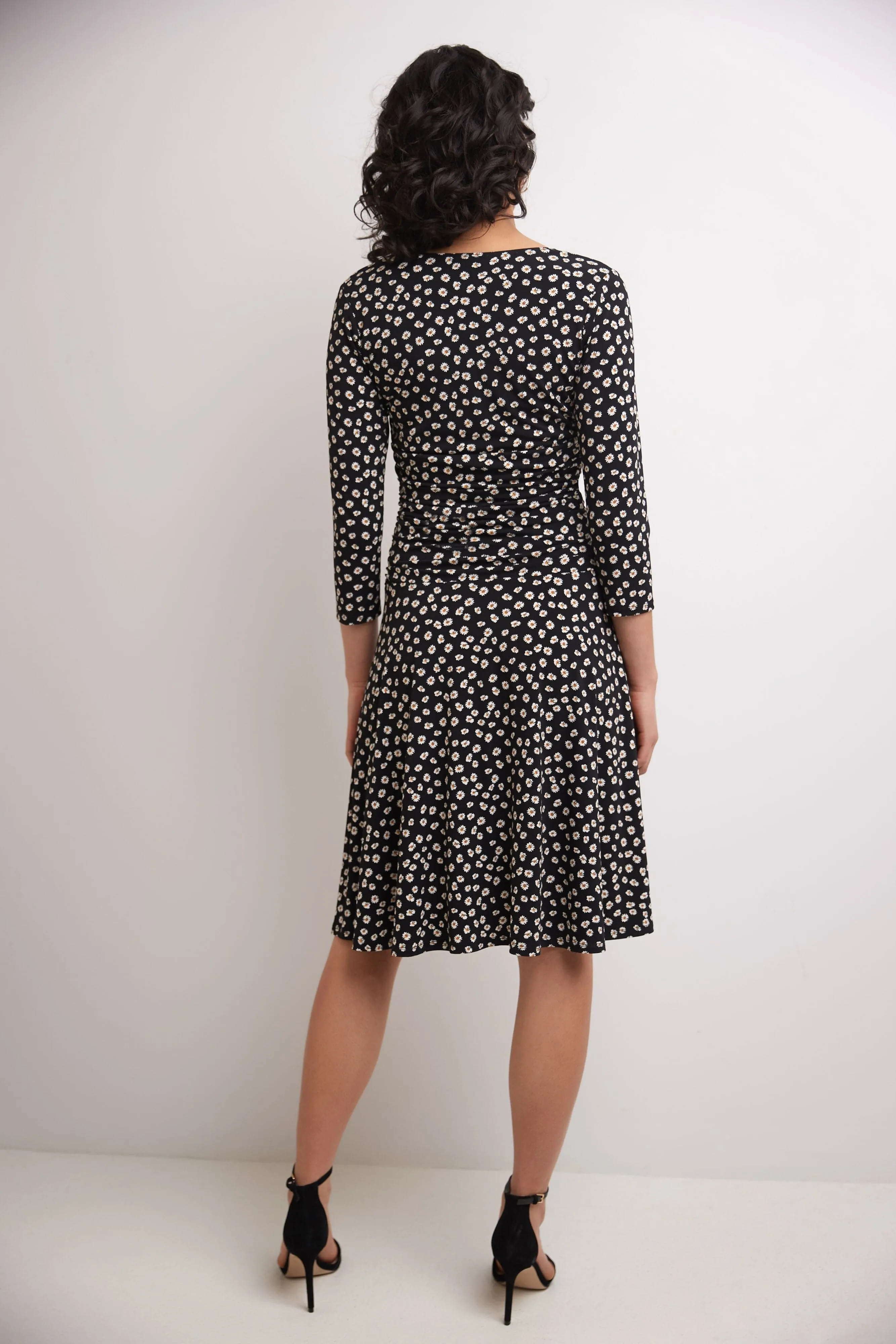 Form-fitting 3/4 Sleeve Dress with Ruching