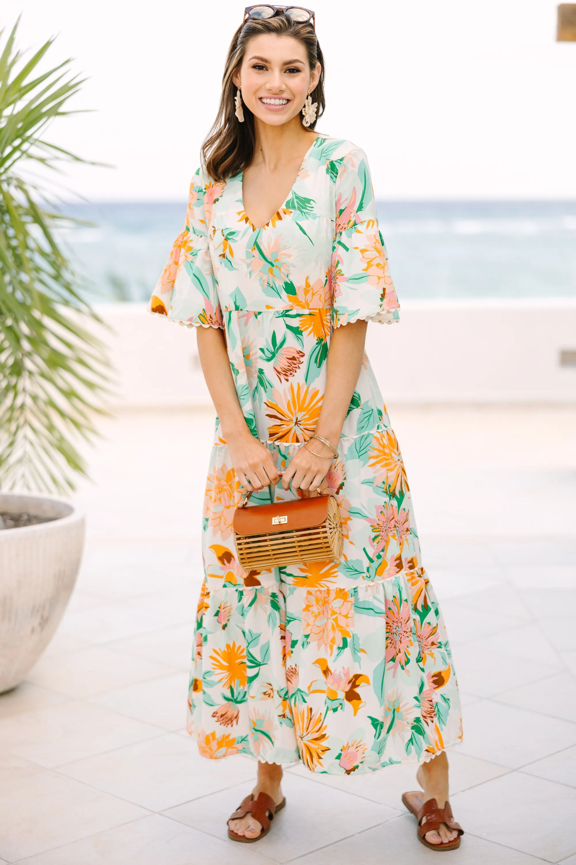 Get Together Green Floral Midi Dress