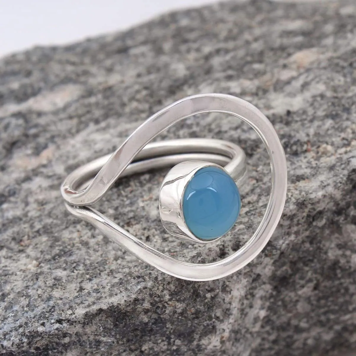 Handmade Round Gemstone Adjustable Ring 925 Sterling Silver, Natural Stone Boho Ring, Adjustable Ring, Nickel Free, Handmade Ring