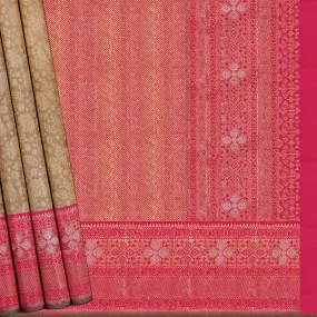 Handwoven Beige with Red Kanjivaram Silk Saree -1560T006387DSC