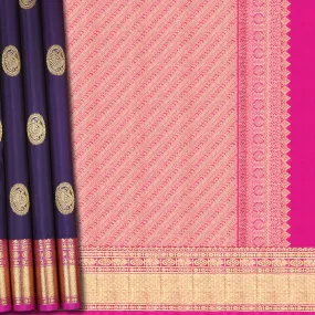 Handwoven Blue with Pink Kanjivaram Silk Saree - 583T003060DSC