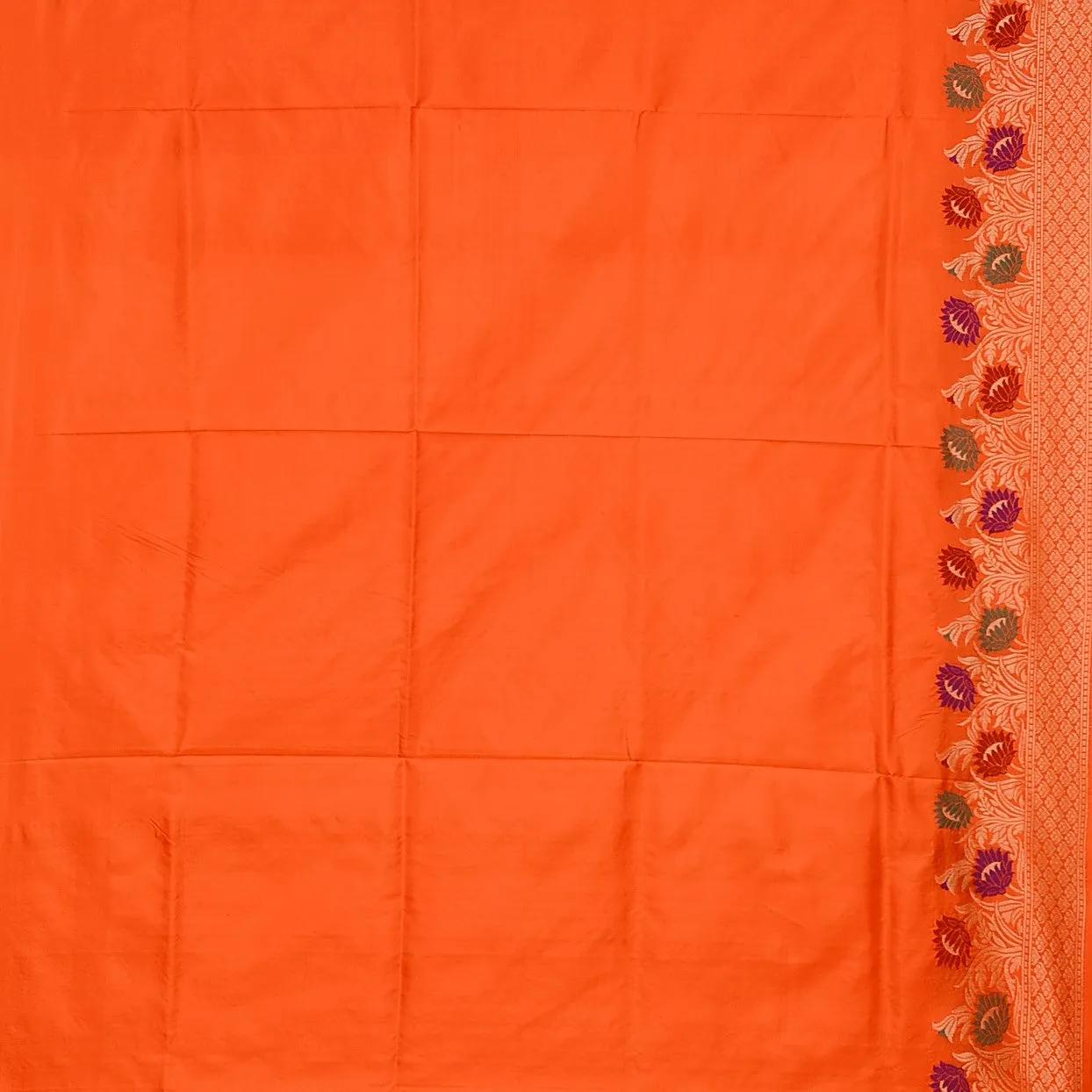 Handwoven Orange Banarasi Silk Saree - 384N007415DSJ