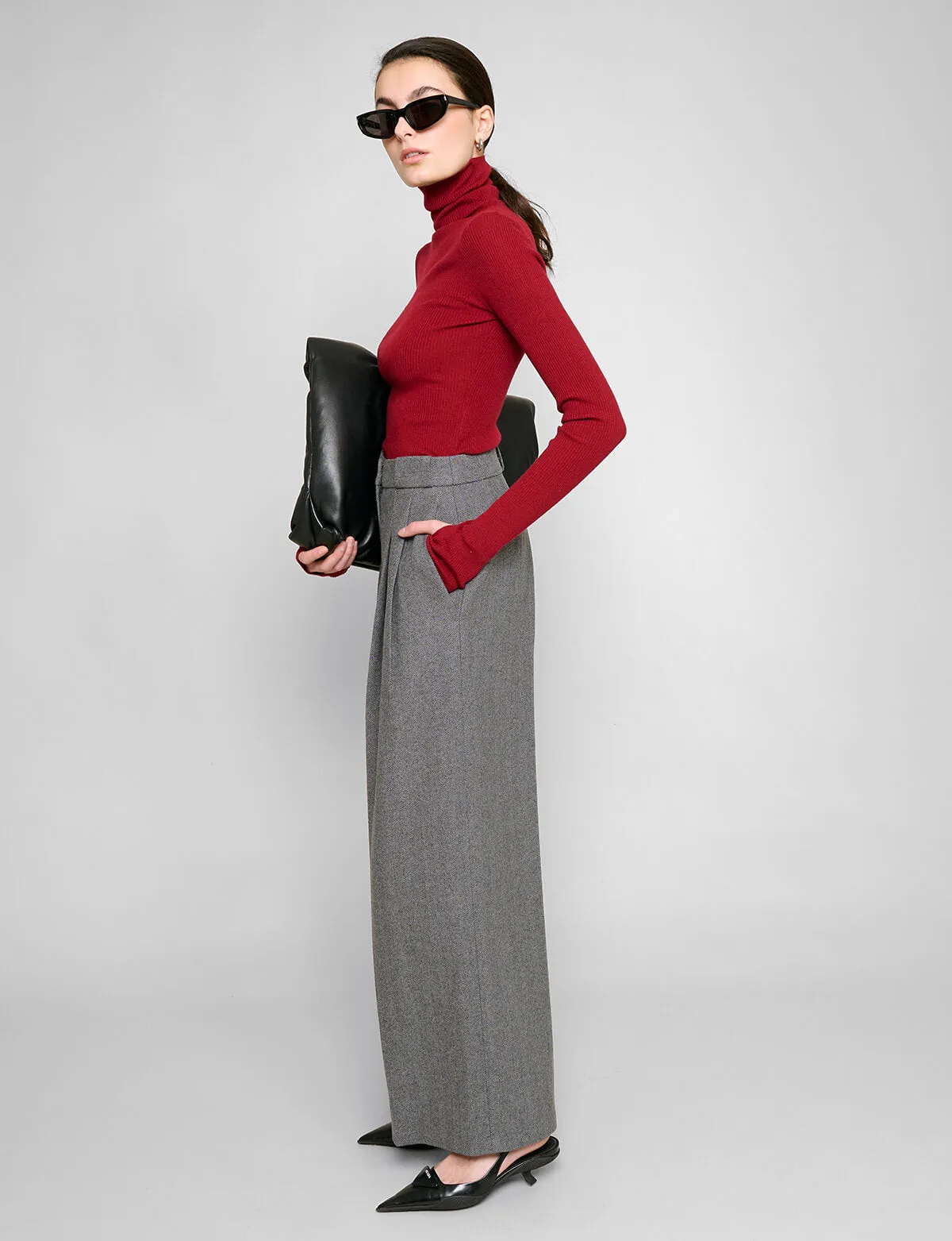 Herringbone Wide Leg Pants