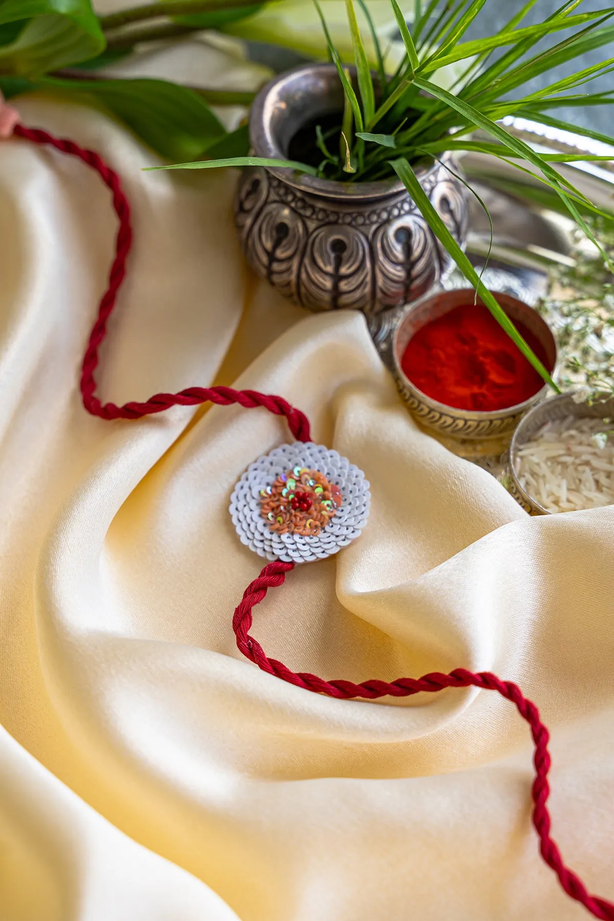 Hibiscus Embroidered Rakhi